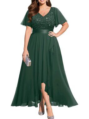 Plus Size Sequin Evening Dress | Formal Wedding Guest Cocktail Gown